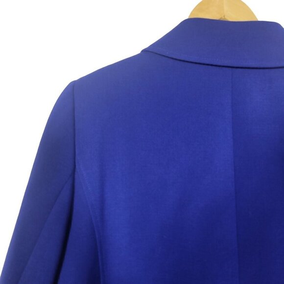 Tahari Arthur S. Levine Royal Blue Button Bow Detail, Long Coat Jacket Size 12P - Picture 10 of 12